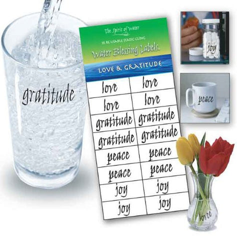 Water Blessing Labels: Love & Gratitude