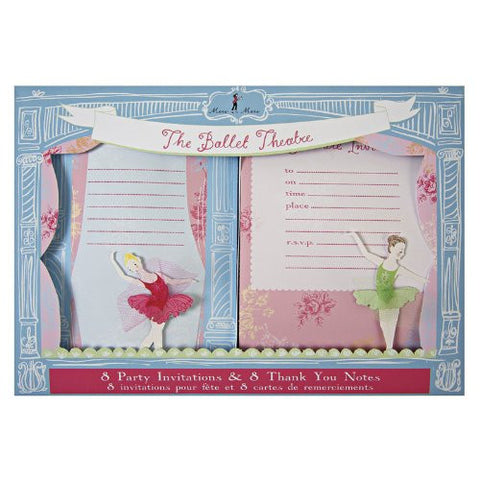 Little Dancers Invite and Thank You Set - 8 invitations and 8 thank you cards with matching envelopes - Card size: 5" x 7"
