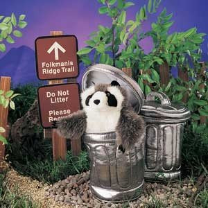 Raccoon in Garbage Can, Hand Puppets