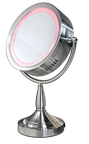 Zadro Products Lighted 8X/1X Round Satin nickel Vanity Mirror