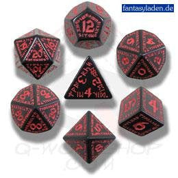Black & Red Runic Dice (set of 7)