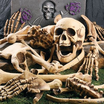 DELUXE HALLOWEEN BAG OF SKELETON BONES - FULL 28 PIECE SET - PERFECT FOR A HALLOWEEN GRAVEYARD or HAUNTED HOUSE
