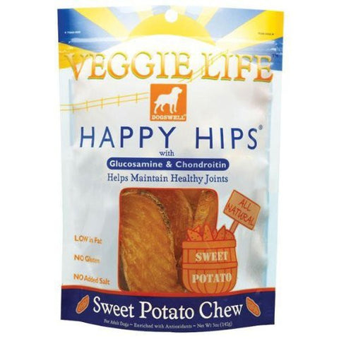 DOGSWELL VEGGIE LIFE HAPPY HIPS Sweet Potato Chew with Gluosmine & Chondroitin 15oz