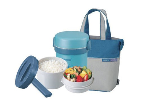 Ms. Bento Stainless Lunch Jar - Aqua Blue, Main Bowl 10 oz. / Side Bowl 11 oz.