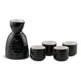 Contemporary Sake Set - Black Ceramic 5 piece set