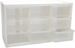 Store In Drawer Cabinet                         White with 9 trans. drawers