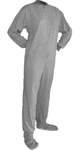 Big Feet Pajama Co. Grey (302) Jersey Knit Adult Footed Pajamas with Drop Seat