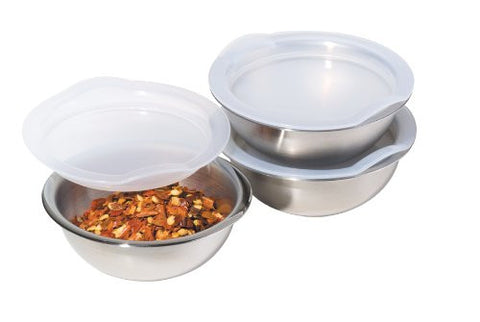 Oggi 3-Inch Diameter Stainless Steel Pinch Bowls with Airtight Lids, Set of 3