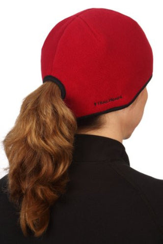 Goodbye Girl Ponytail Hat, cherry red, black trim
