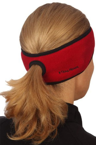 Goodbye Girl Ponytail Headband, cherry red, black trim