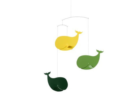 Flensted Mobiles Happy Whales, YellowGreen Mobile