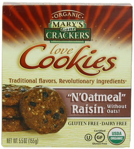MARY`S GONE CRACKERS Cookies N`Oatmeal Raisin At least 95% Organic 6/5.5 OZ