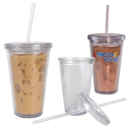 I Am Not a Plastic Cup Plastic Acrylic Tumbler ECO CUP on Ice with Straw (Size: Single)