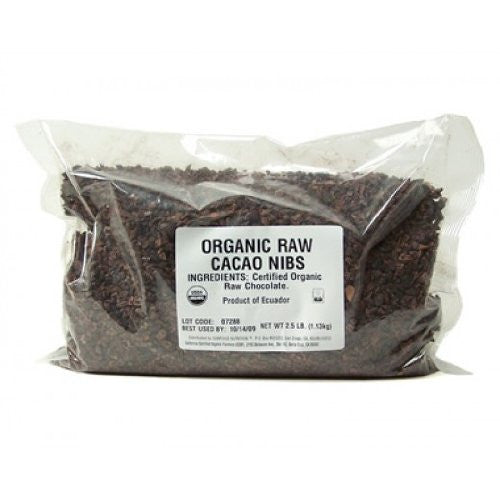 Sunfood Cacao Nibs, Certified Organic, Non-GMO, Raw, Bulk 2.5Lb