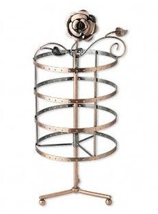 4-Tier Rotating Earring Stand Rose on Top (72 pairs) Copper Color