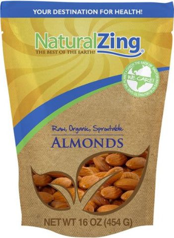 Raw Organic Sproutable Almonds-1 lbs.