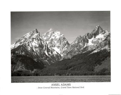 Ansel Adams Snow On Mountains Teton Art Print Poster - 28x22