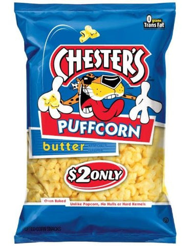 Chester's Butter Flavored Puffcorn Snacks, 3.5oz Bags (Pack of 12)