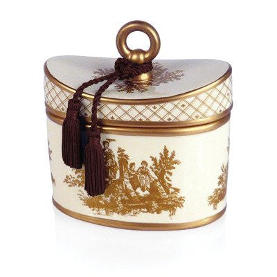 Classic Toile Ceramic Two-Wick Candle- Japanese Quince