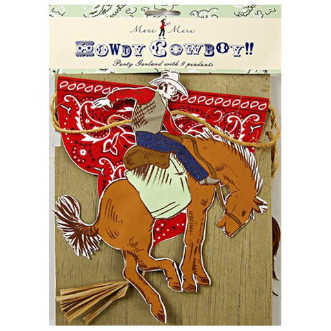 Howdy Cowboy Garland - 9 pennants - 10 ft long