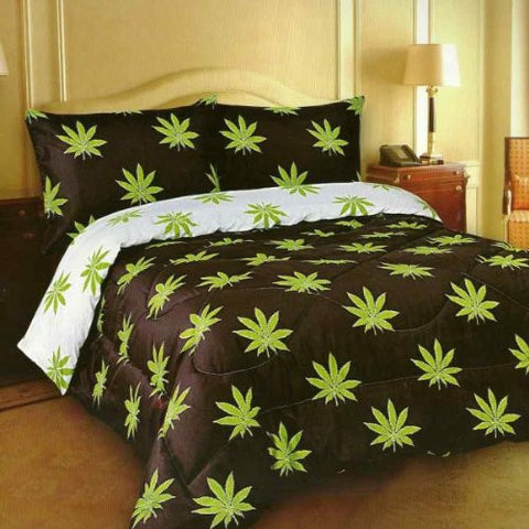 Pot Leaf Reversible Comforter - King Size