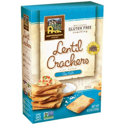 MEDITERRANEAN SNACK FOOD Baked Lentil Crackers Sea Salt 6/4.5 OZ