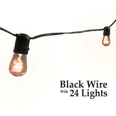 Commercial Grade Party Lights 24 Light Black Wire