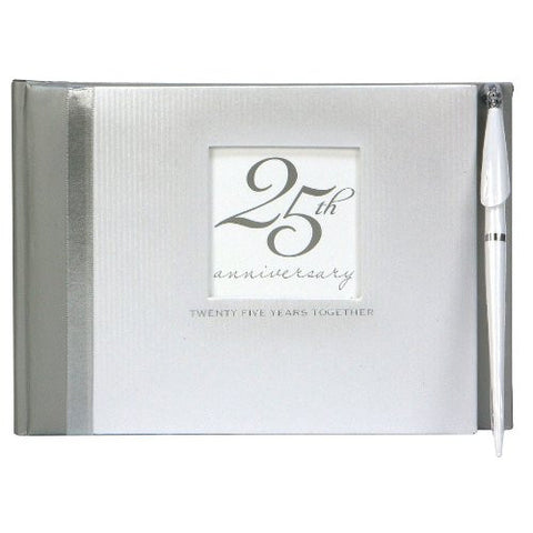 Guest Book with Pen - Silver Anniversary 