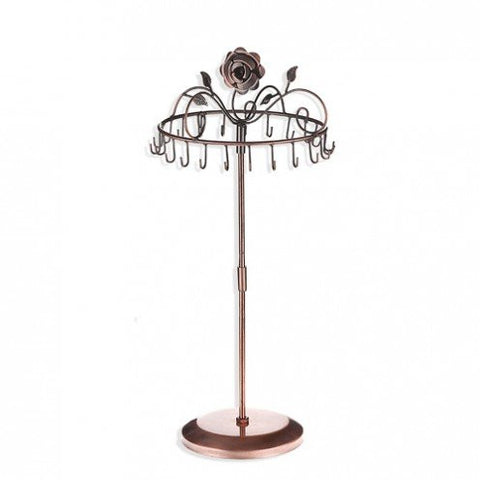 Rose on Top Rotating Necklace Stand (large) Copper Color