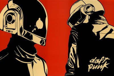 Daft Punk Helmet Red Background Music Poster Print - 36x24