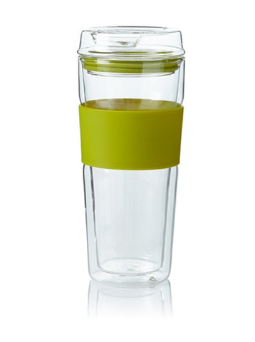 Double Wall Glass Tea/Coffee Tumbler Green, 1 bottle