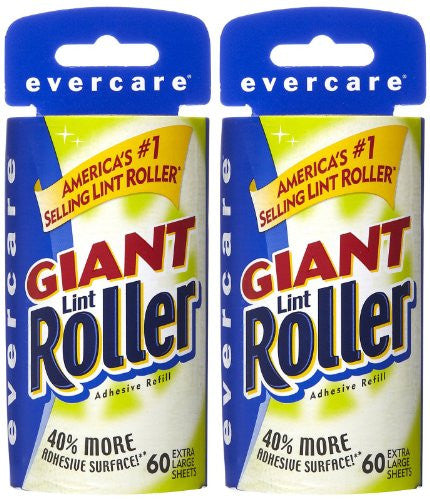 Evercare Giant Lint Roller, Extra Large Sheets Refill, 60 ct-2 pack