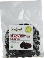 Black Botija Olives, Pitted,Organic Raw Sunfood 8 oz Packet
