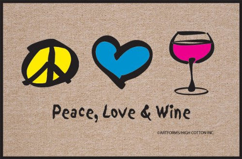High Cotton Peace Love Wine Doormat (Discontinued by Manufacturer)