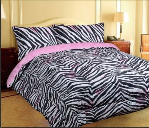 Pink Zebra Print Reversible Comforter 1 Piece -Full Size-