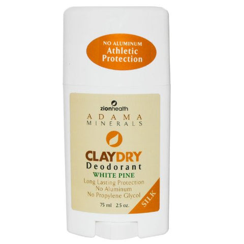 Clay Dry Solid Silk White Pine Deodorant Zion Health 2.5 oz Stick