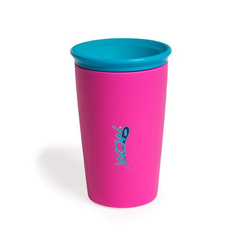 Wow Cup for Kids - NEW Innovative 360 Spill Free Drinking Cup - BPA Free - 9 Ounce (Pink)