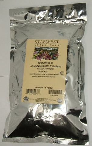 Ashwagandha Root Organic Cut & Sifted - Withania somnifera, 1 lb