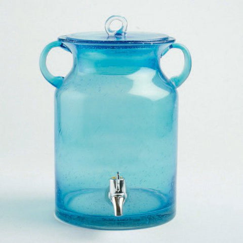 AQUA VINTAGE GLASS JAR DRINK DISPENSER-10.25"h x 7" dia
