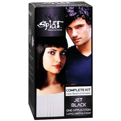 Splat Rebellious Colors, Long Lasting, Complete Hair Color Kit Jet Black (Pack of 2)
