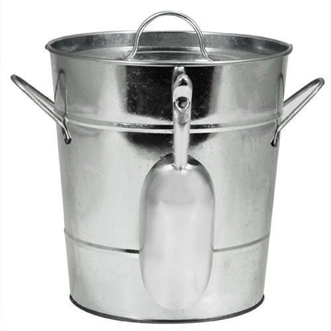 Country Home Galvanized Ice Bucket (with scoop) in galvanized silver finish, packed 8 per master carton, each individually polybagged.