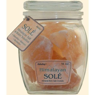 Aloha Bay Himalayan Bath Salts   Sole' Salt Chunks in Jar 16 oz