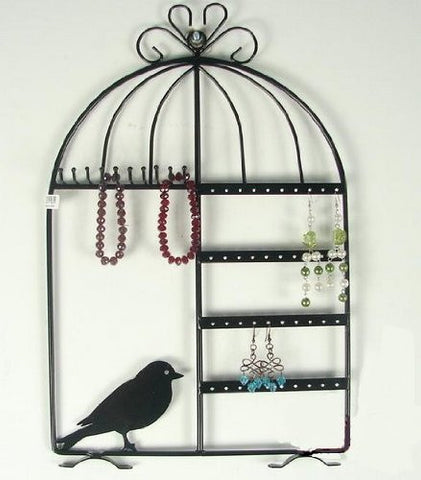 Black Birdcage Jewelry Organizer - Wall Mount or Desk Top