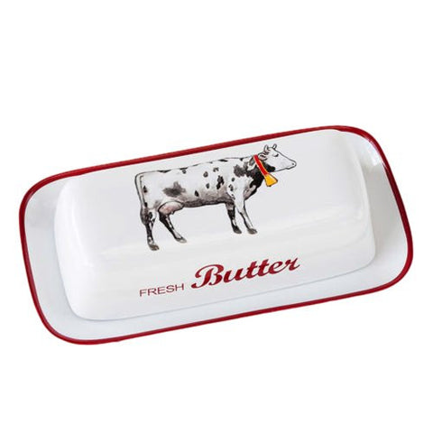 Farmhouse Butter Dish, Stoneware, 8.25"