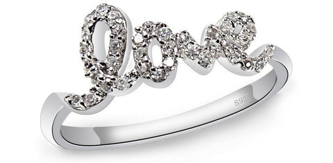 Silver and CZ Love Ring