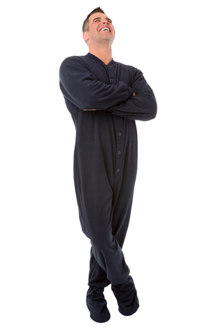 Adult Big Feet Navy Fleece Footed Pajamas