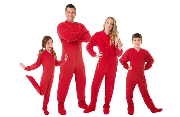 Kids Big Feed Red Fleece Footed Pajamas