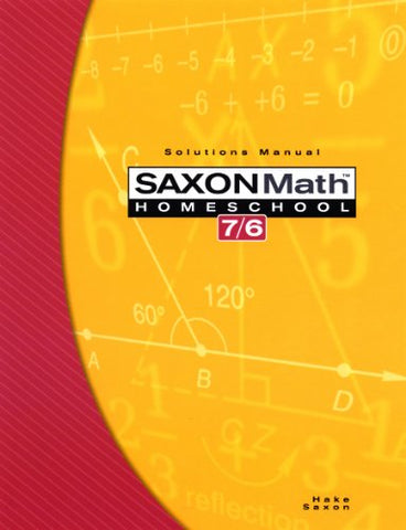 Saxon Math 7/6 Homeschool Solution Manual 4th Edition, 2005 - Paperback