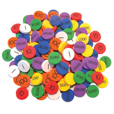Crystal Springs Books Place Value Disks (1-3) 140 Disks, 35 for Each 4 Values, Singapore Math (402647)