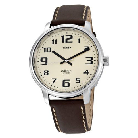 Men's Easy Reader Cream Dial Brown Leather Band Watch